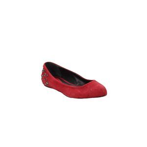 McQ Womens Suede Studded Pointed Toe Slip-On Flats Solid Red Size 5